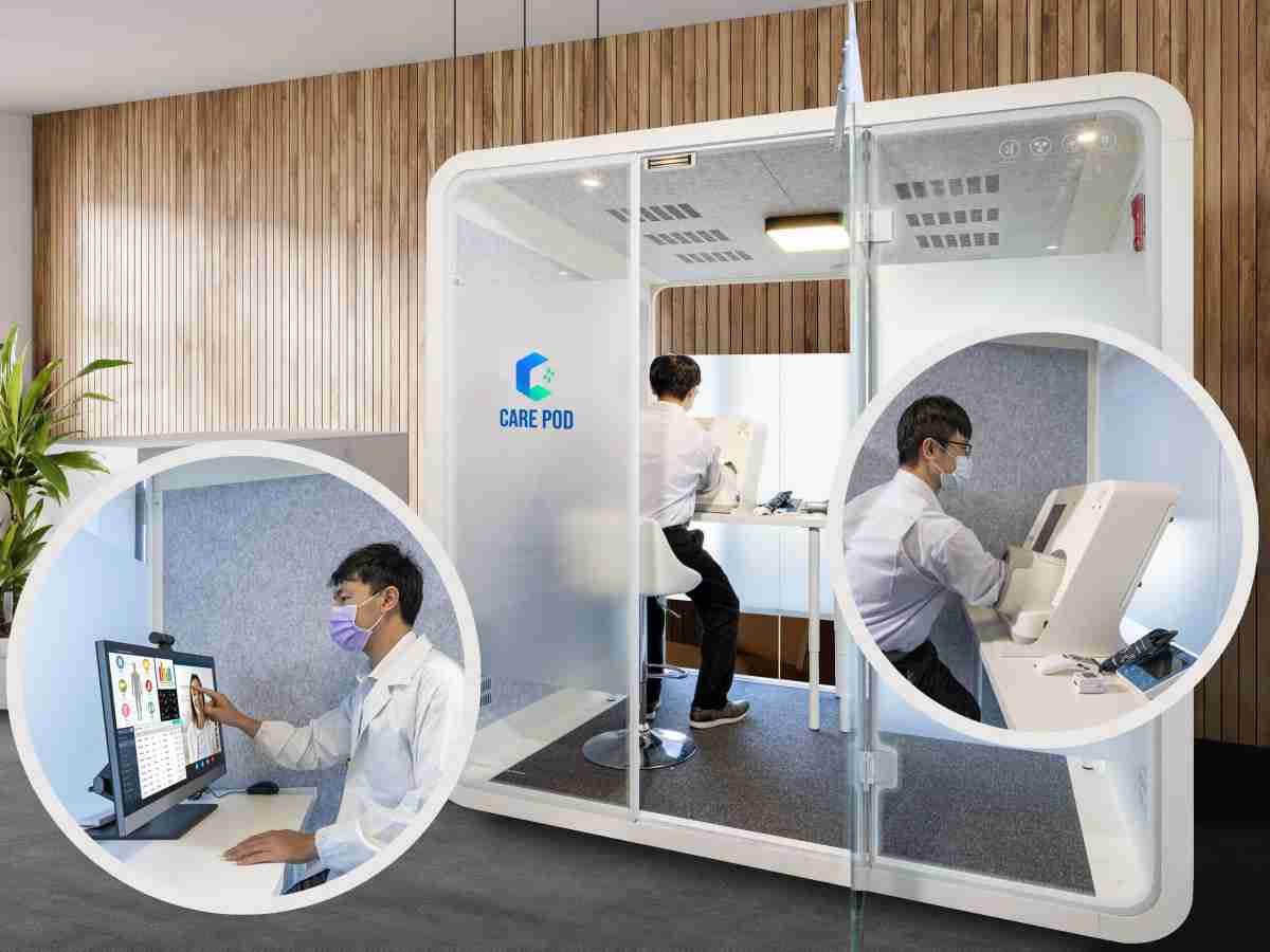 达擎于医疗科技展中展出＂远距诊疗舱＂，，以因应医疗数字化及社会高龄化趋势下、、、、复诊及慢性病患等族群对于远距看诊需求逐渐升高所推出的创新整合方案。。。多功能合一、、、、高隐私性的远距诊疗舱可根据病患端与医师端的不同需求，，，提供弹性化及客制化功能，，节省医生和病患的精力及时间