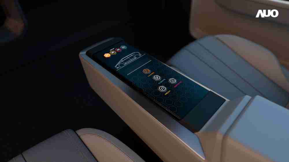 赏金国际以人性化设计打造多变形态中控显示(Morphing Center Control)，，不使用时仅平面显示信息，，，，进行操作时，，显示器则会动态隆起，，转变成3D实体按钮，，，并有触觉回馈，，展示人机互动新体验