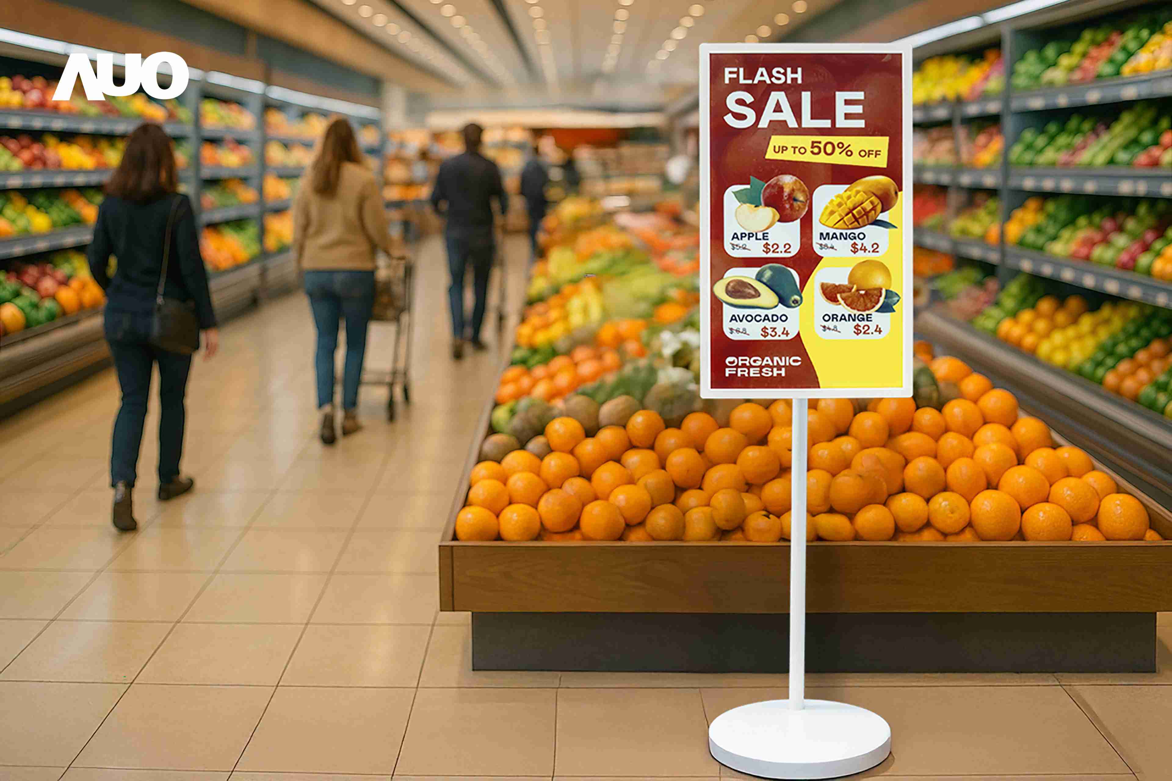 达擎首亮相低功耗、、、全彩的〝aecoPost电子纸解决方案〞，，，，仅在更新画面时需要微量的电力驱动，，无需布建电线的便捷设计，，，使其可灵活应用、、随意置放，，并可透过云端或行动装置app，，，轻松管理及排程广告内容，，晋升店头营销利器。。